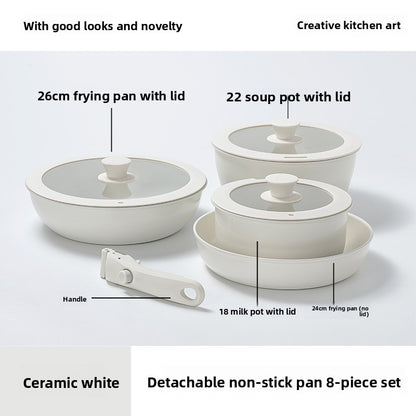 Handle detachable non-stick pan