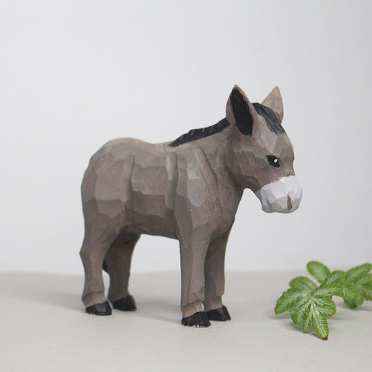 Handmade Basswood Donkey Carving Home Decor