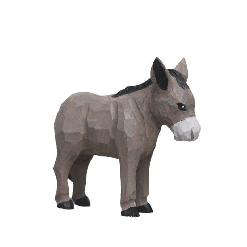 Handmade Basswood Donkey Carving Home Decor