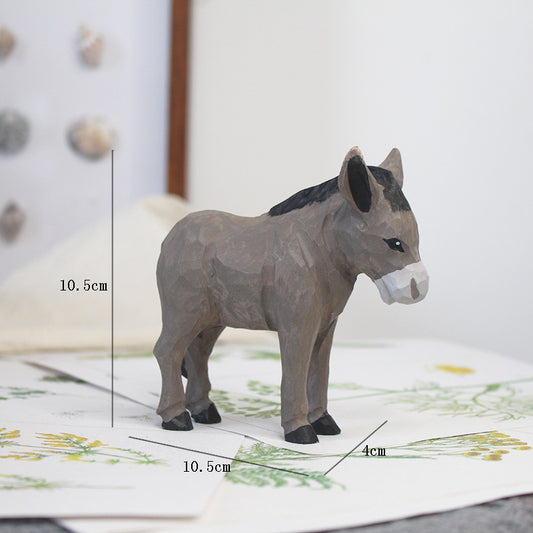 Handmade Basswood Donkey Carving Home Decor