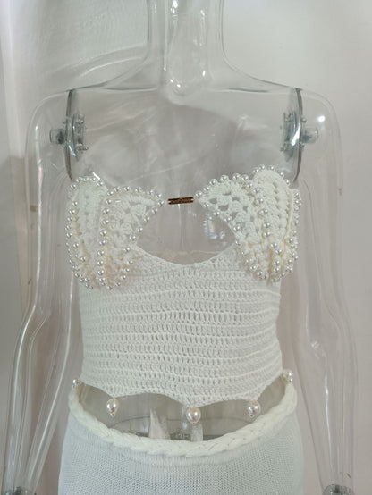 Handmade Beaded Tube Top and Long Skirt Set
