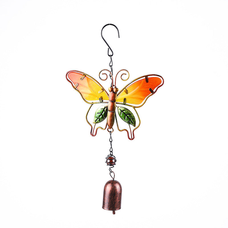 Handmade Butterfly Metal Wind Chime with Glass Painted Decor