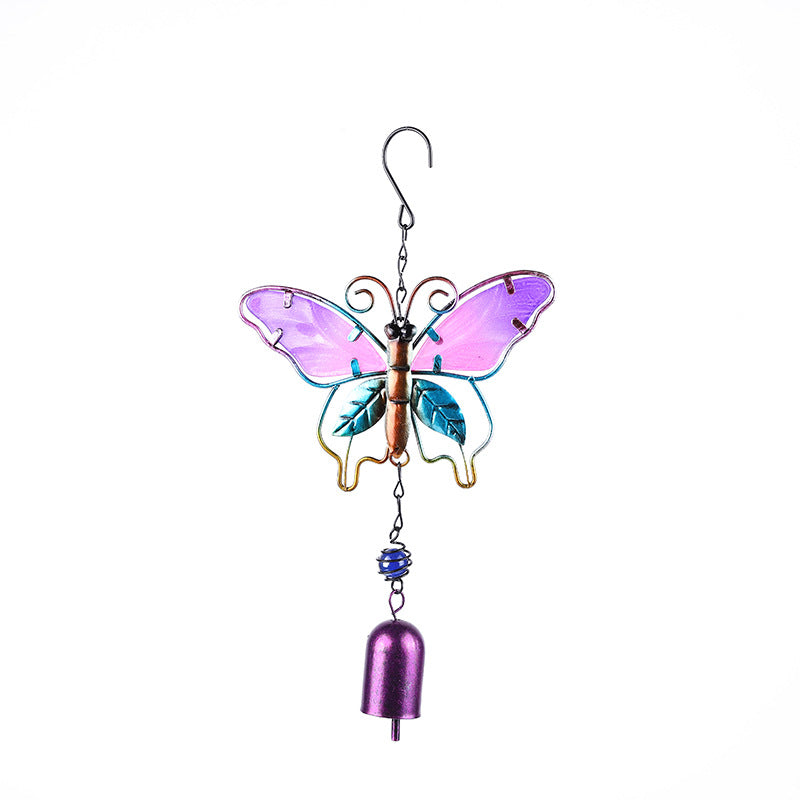 Handmade Butterfly Metal Wind Chime with Glass Painted Decor