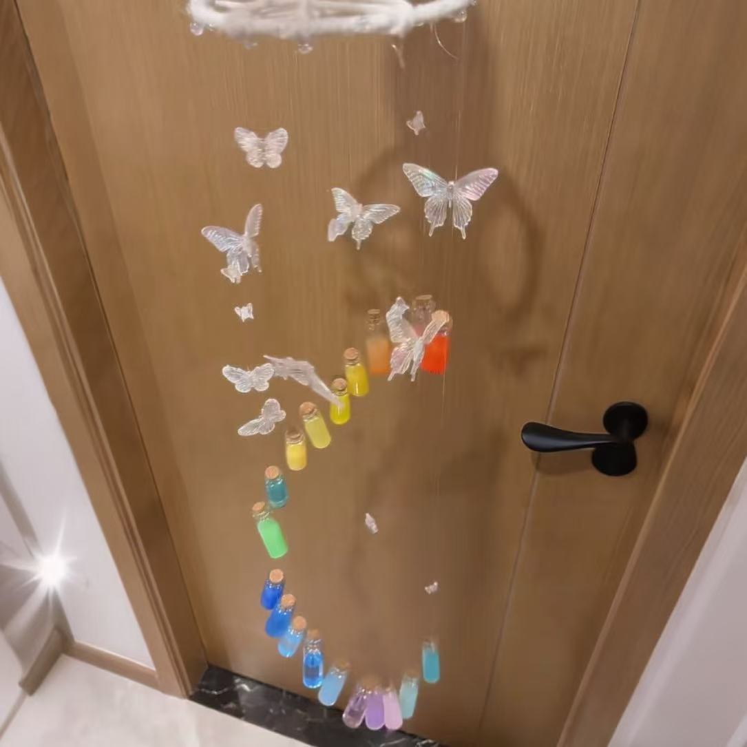 Handmade Butterfly Rainbow Glass Wind Chimes