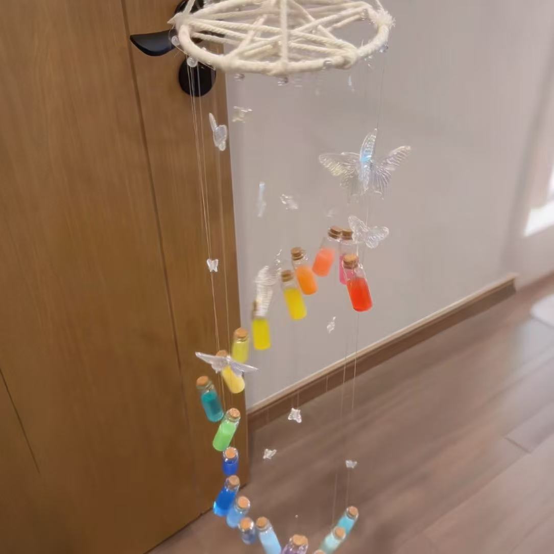 Handmade Butterfly Rainbow Glass Wind Chimes