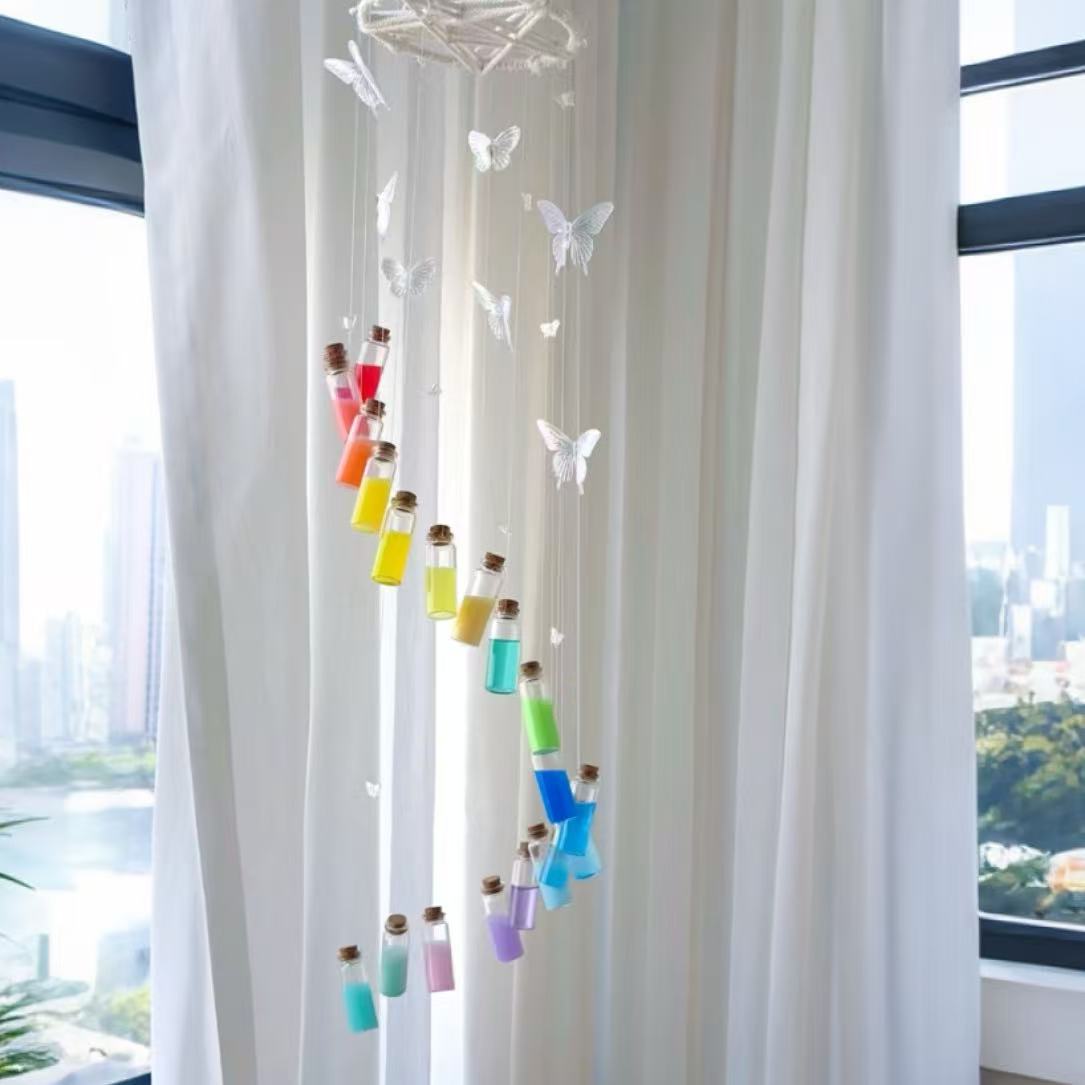 Handmade Butterfly Rainbow Glass Wind Chimes