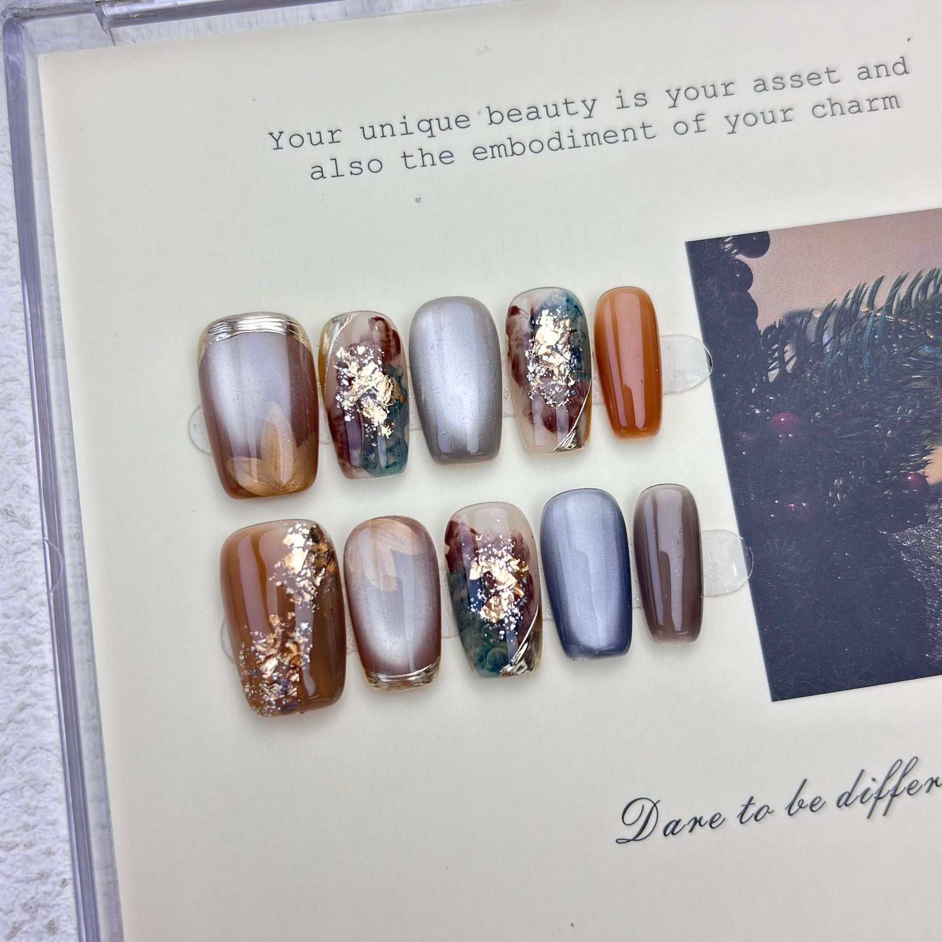 Handmade Caramel Smudged Glass Beads Cat Eye Wearable Nails
