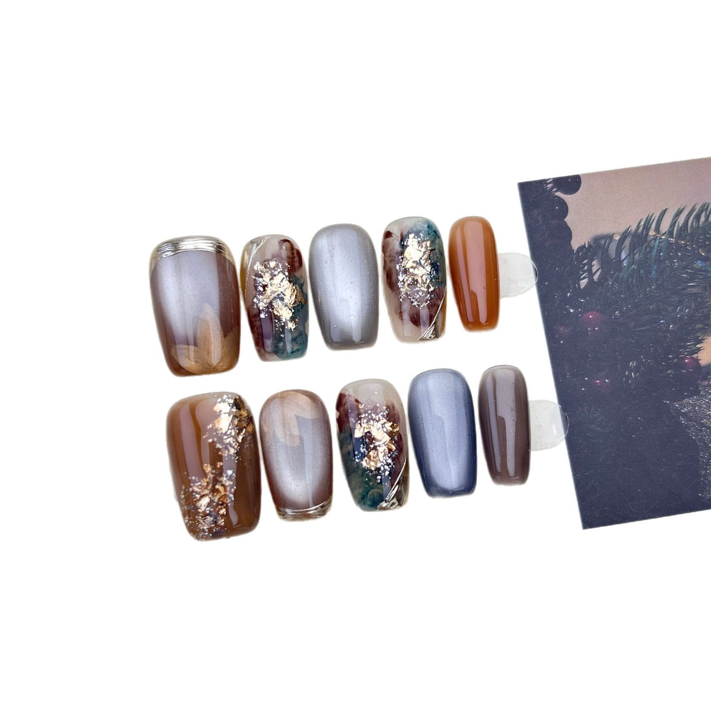 Handmade Caramel Smudged Glass Beads Cat Eye Wearable Nails
