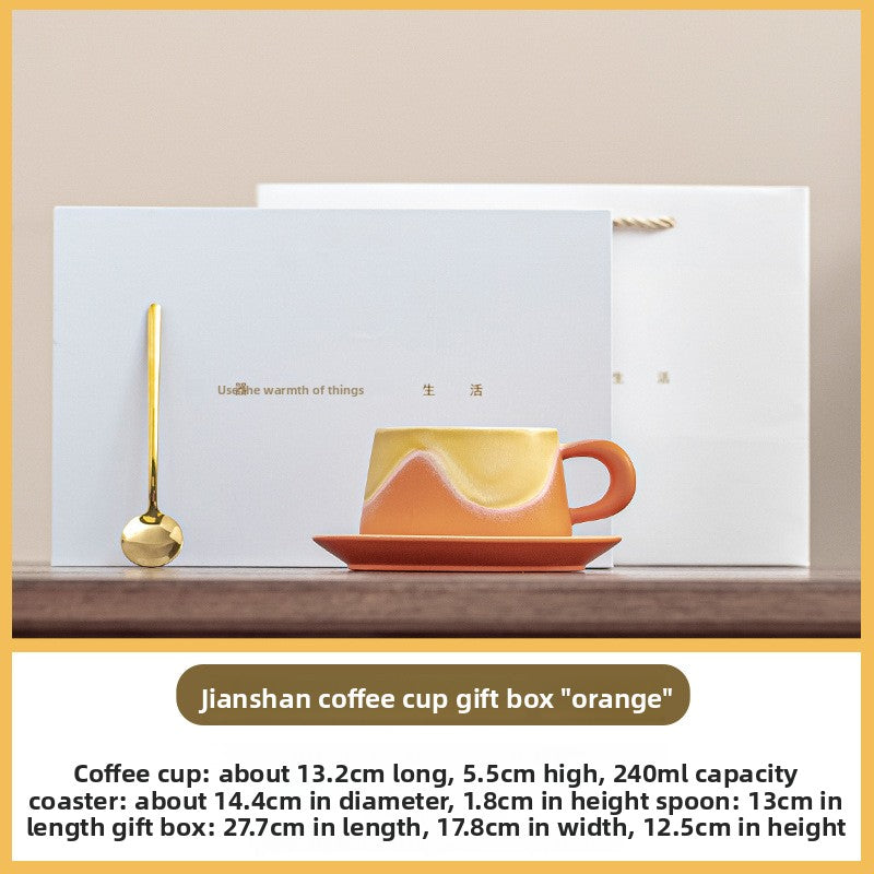 Handmade Ceramic Coffee Cup Set with Gift Box