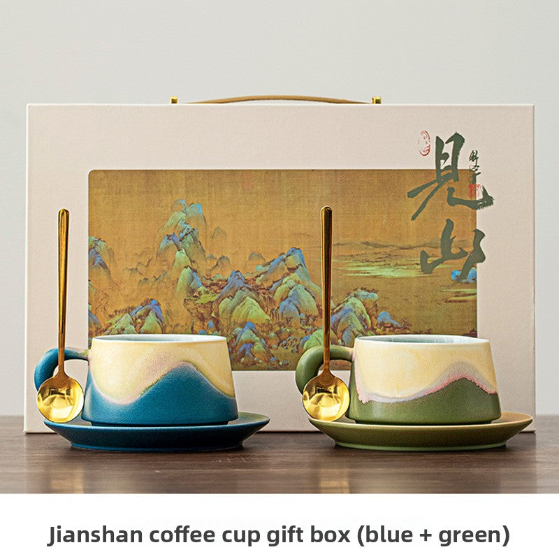 Handmade Ceramic Coffee Cup Set with Gift Box