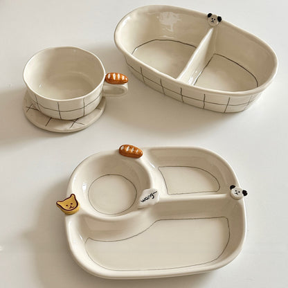 Handmade Ceramic Divided Plate and Mug Set