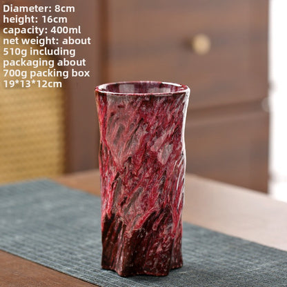 Handmade Ceramic Mug with Wood Grain Glaze