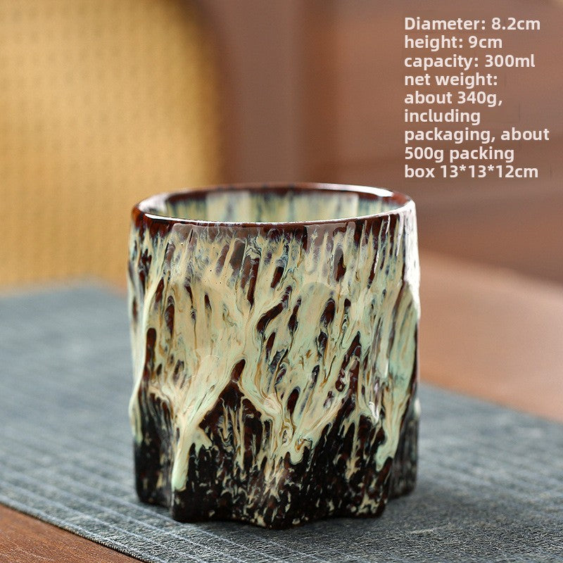 Handmade Ceramic Mug with Wood Grain Glaze