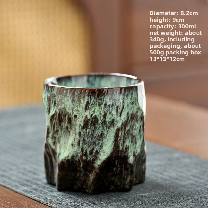Handmade Ceramic Mug with Wood Grain Glaze