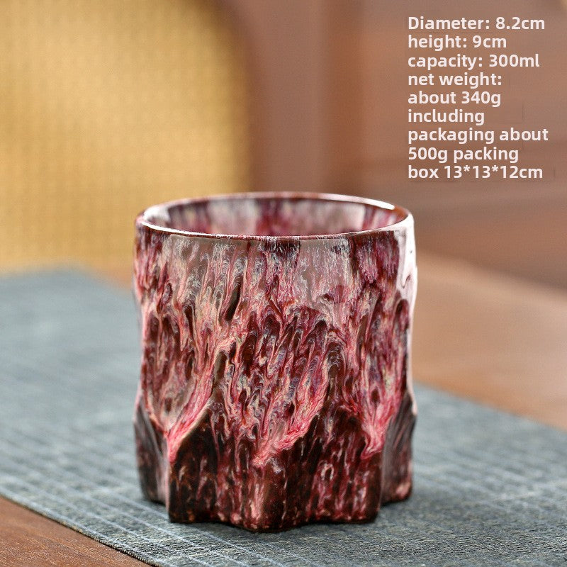 Handmade Ceramic Mug with Wood Grain Glaze