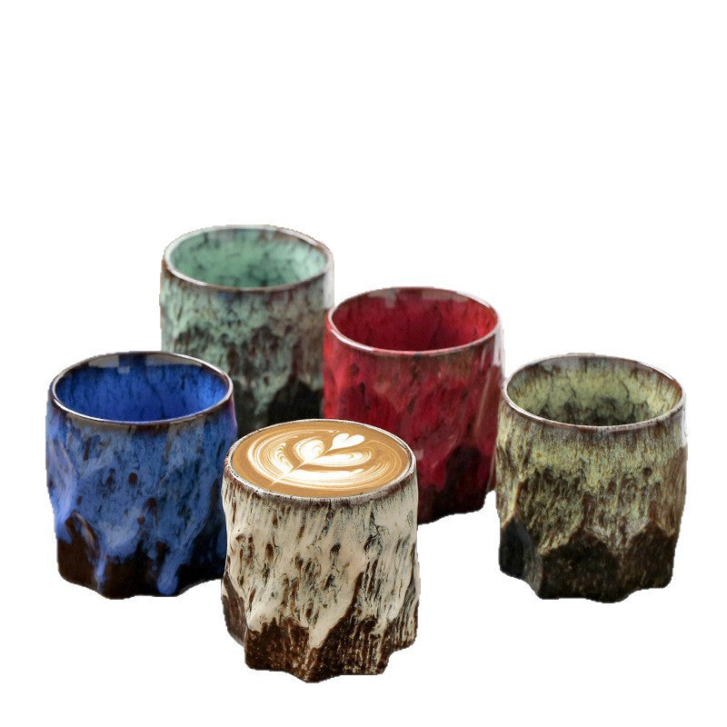 Handmade Ceramic Mug with Wood Grain Glaze