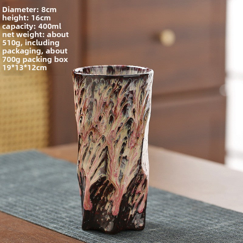 Handmade Ceramic Mug with Wood Grain Glaze