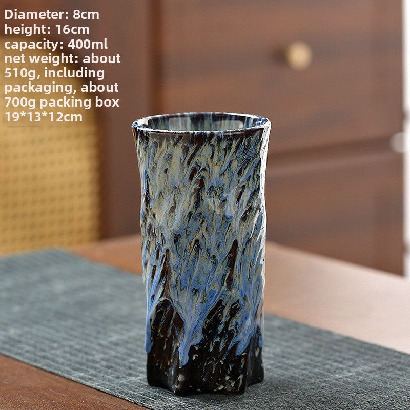 Handmade Ceramic Mug with Wood Grain Glaze