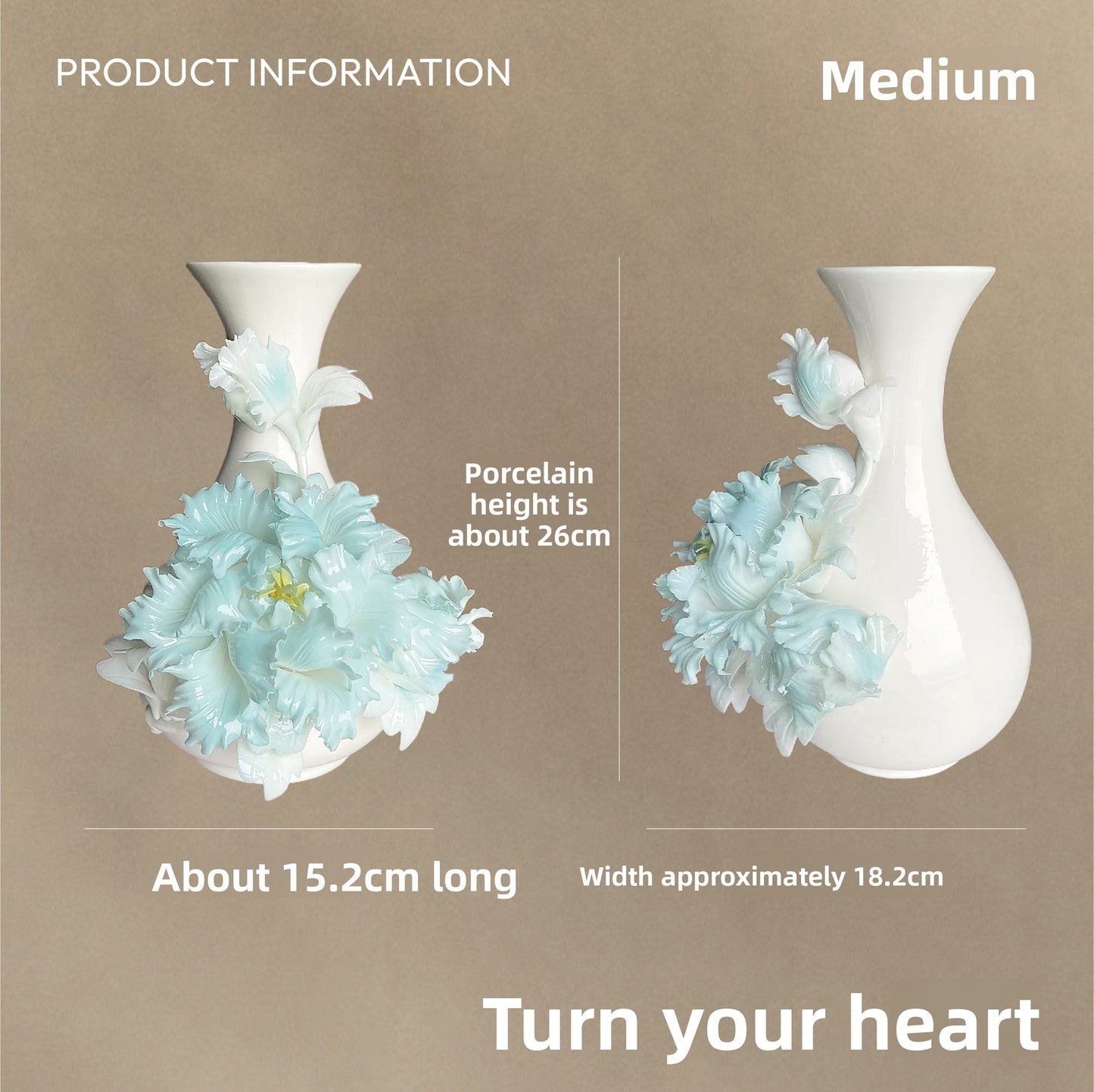 Handmade Ceramic Peony Vase with Gift Box