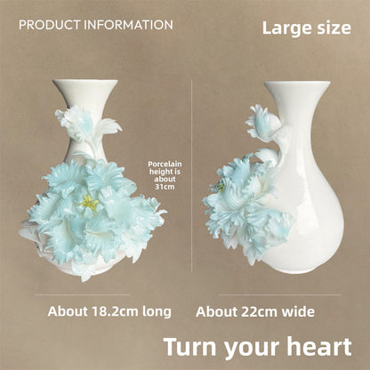 Handmade Ceramic Peony Vase with Gift Box