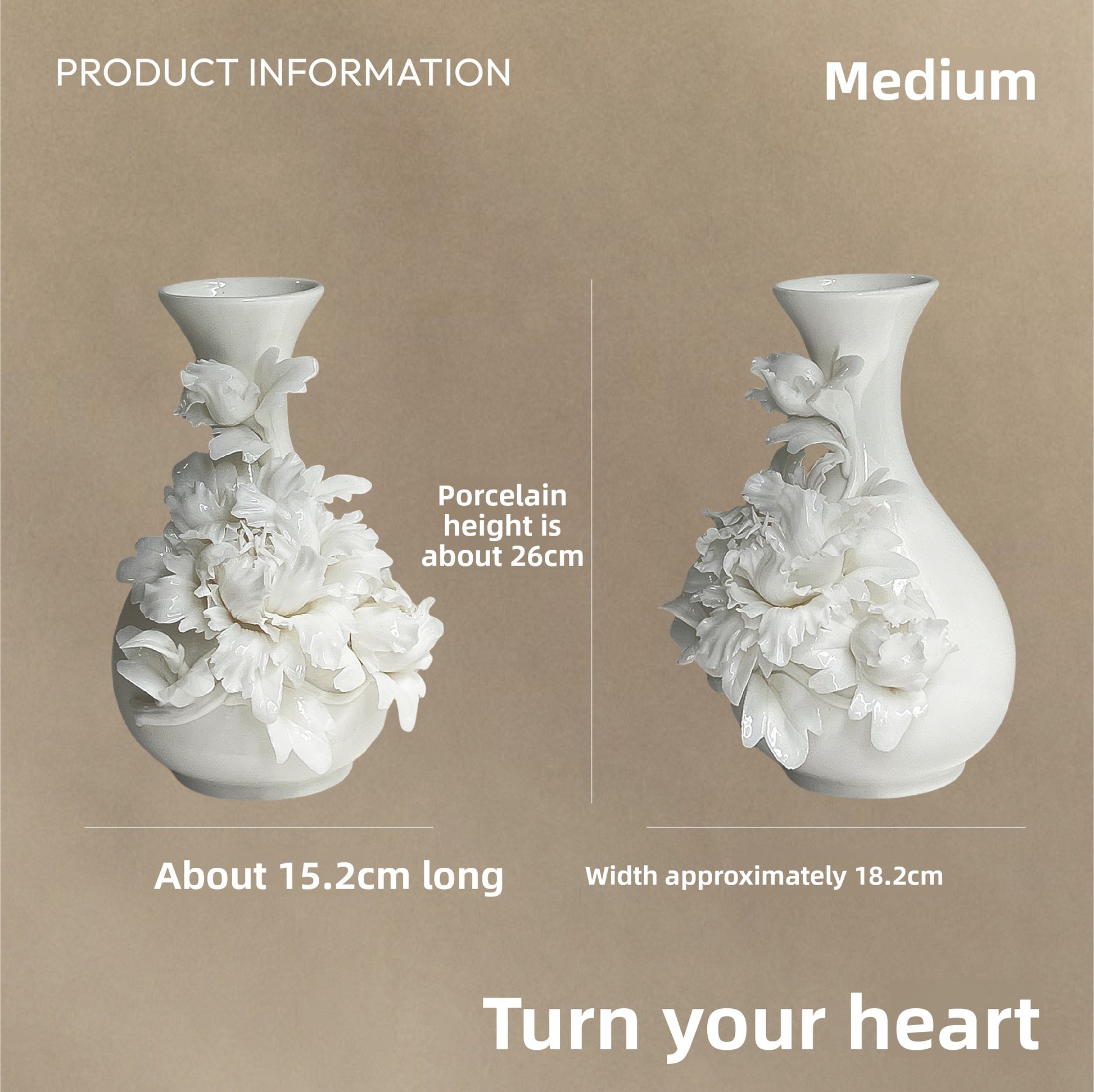 Handmade Ceramic Peony Vase with Gift Box