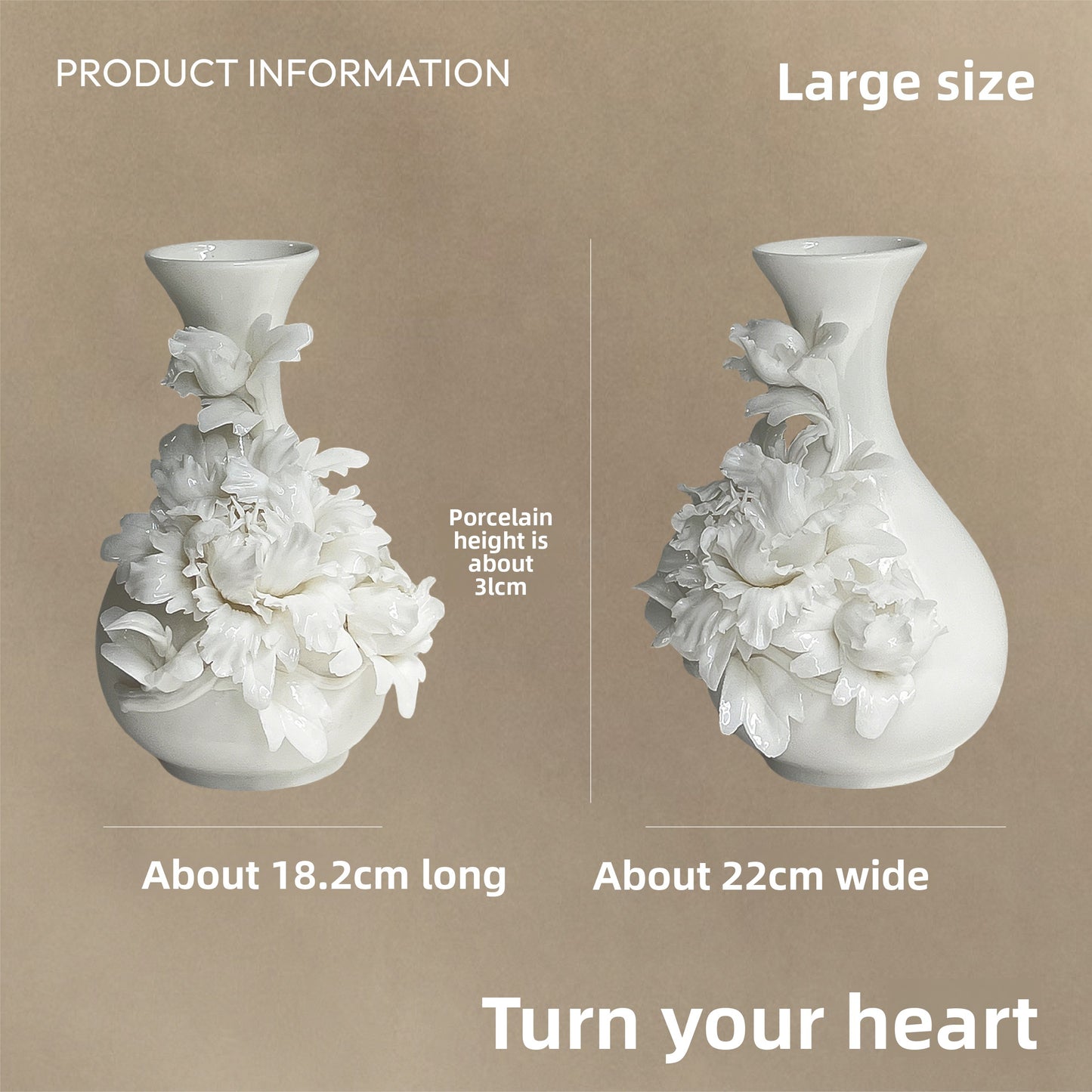 Handmade Ceramic Peony Vase with Gift Box