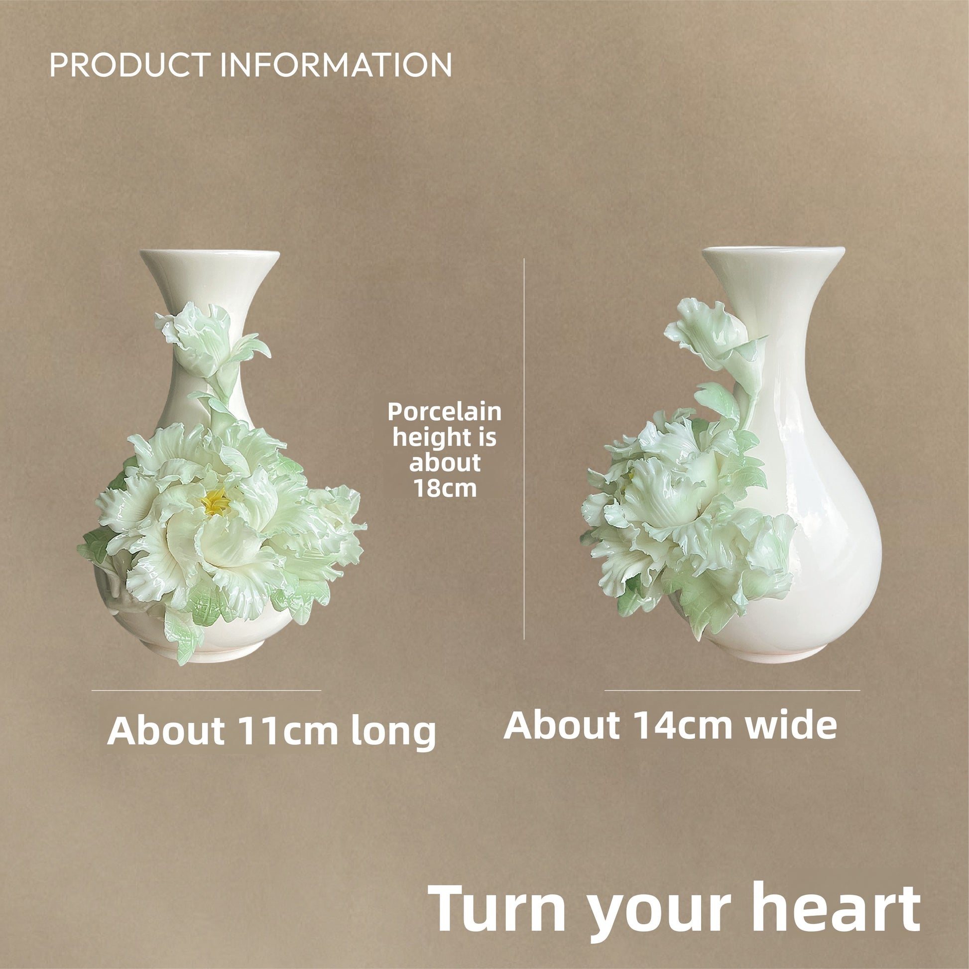 Handmade Ceramic Peony Vase with Gift Box