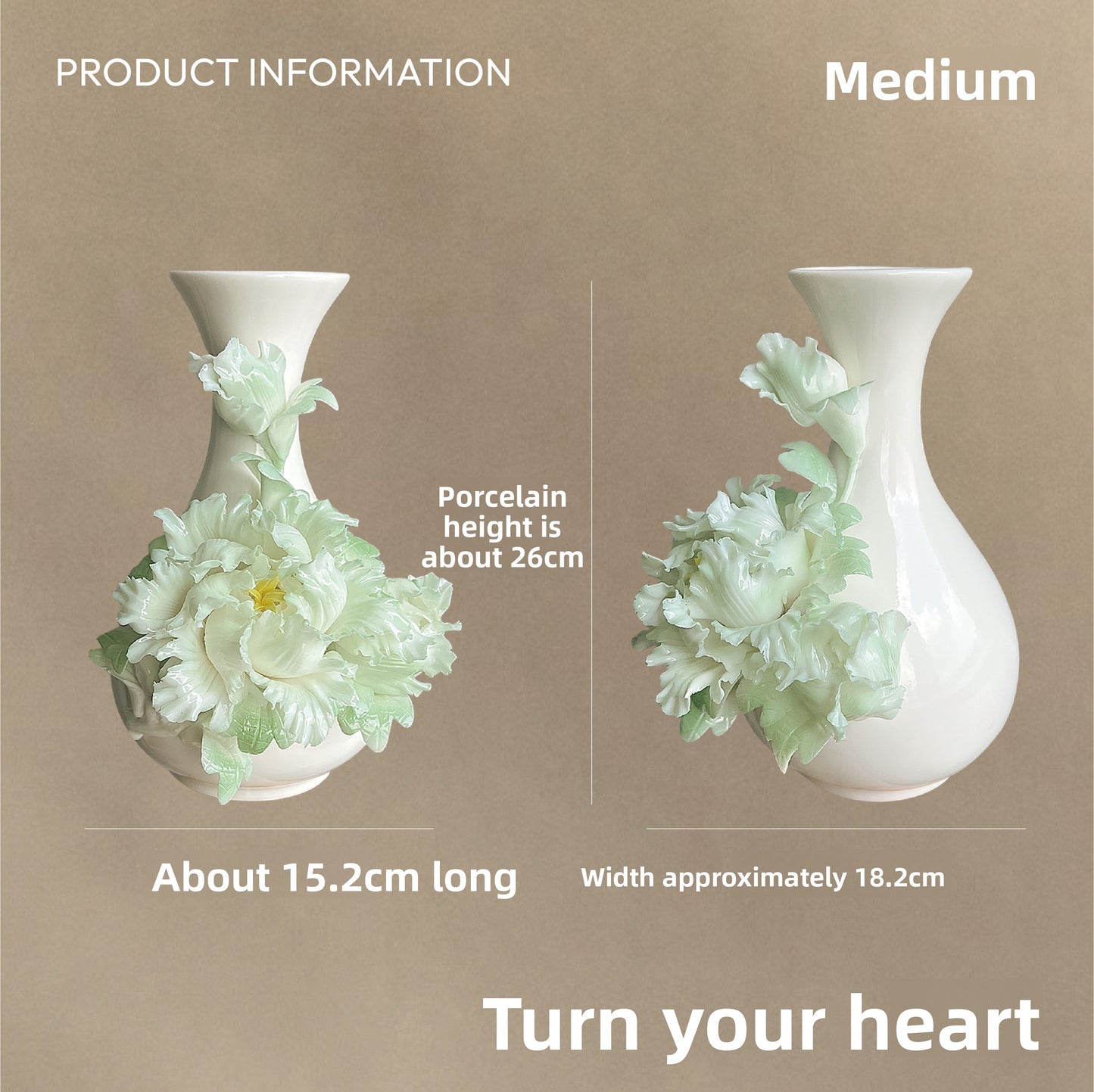 Handmade Ceramic Peony Vase with Gift Box