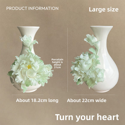 Handmade Ceramic Peony Vase with Gift Box