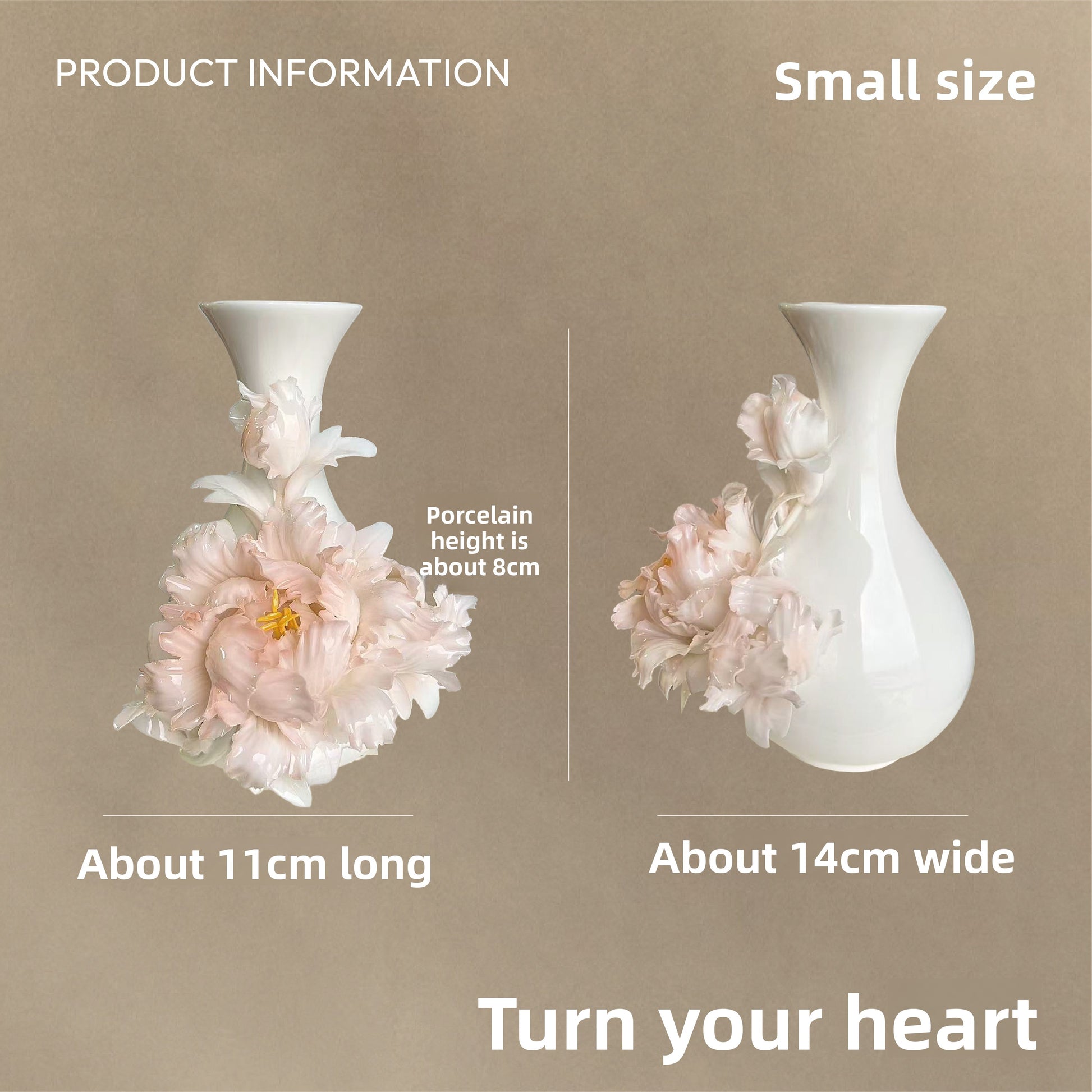 Handmade Ceramic Peony Vase with Gift Box