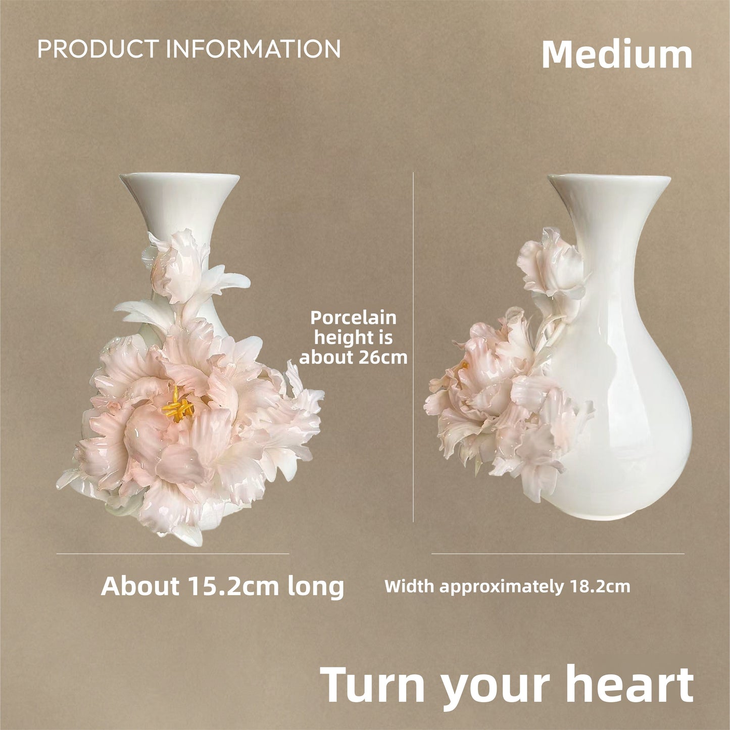 Handmade Ceramic Peony Vase with Gift Box