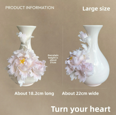 Handmade Ceramic Peony Vase with Gift Box