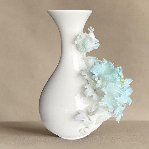 Handmade Ceramic Peony Vase with Gift Box