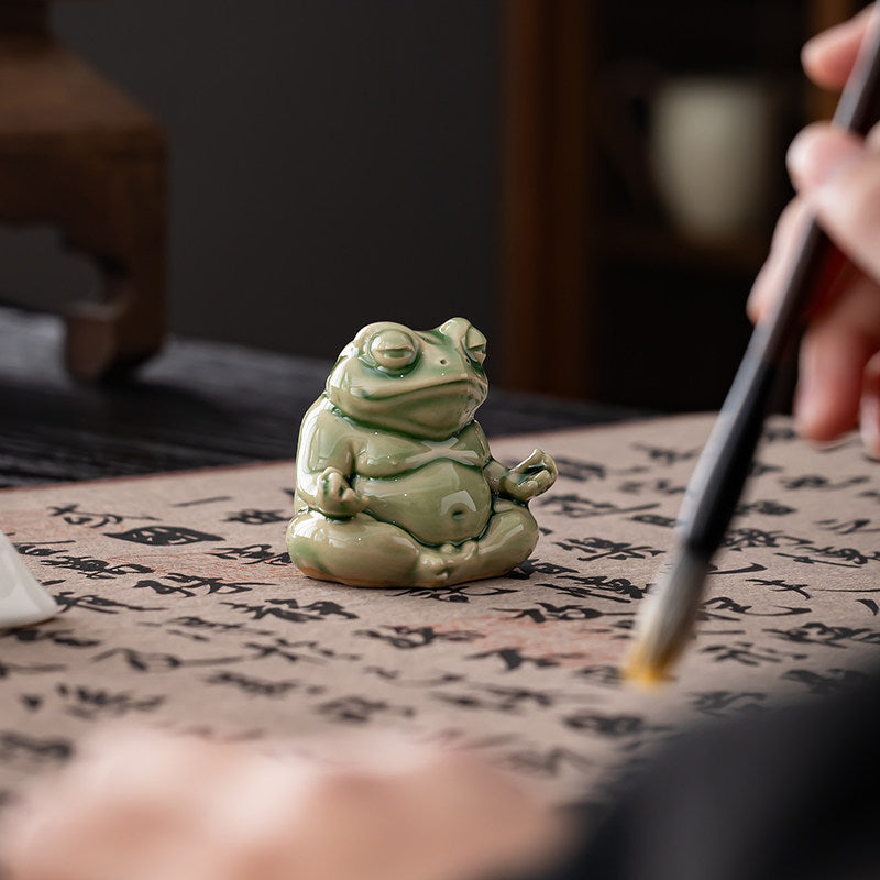 Handmade Ceramic Zen Frog Tea Pet Ornament
