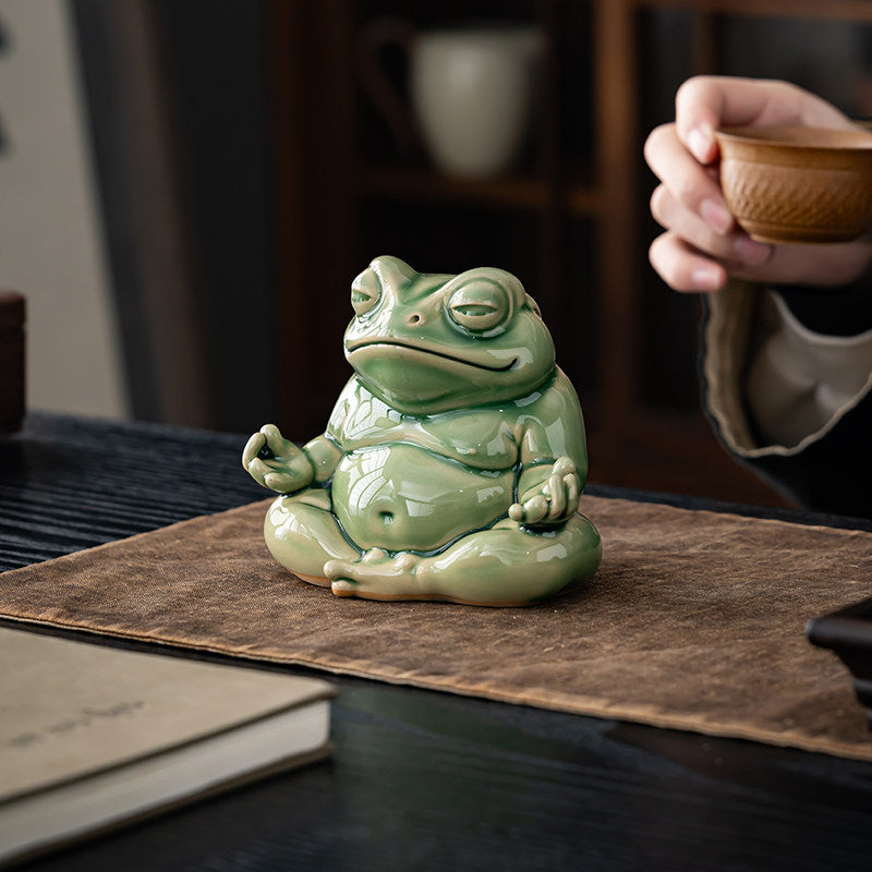 Handmade Ceramic Zen Frog Tea Pet Ornament