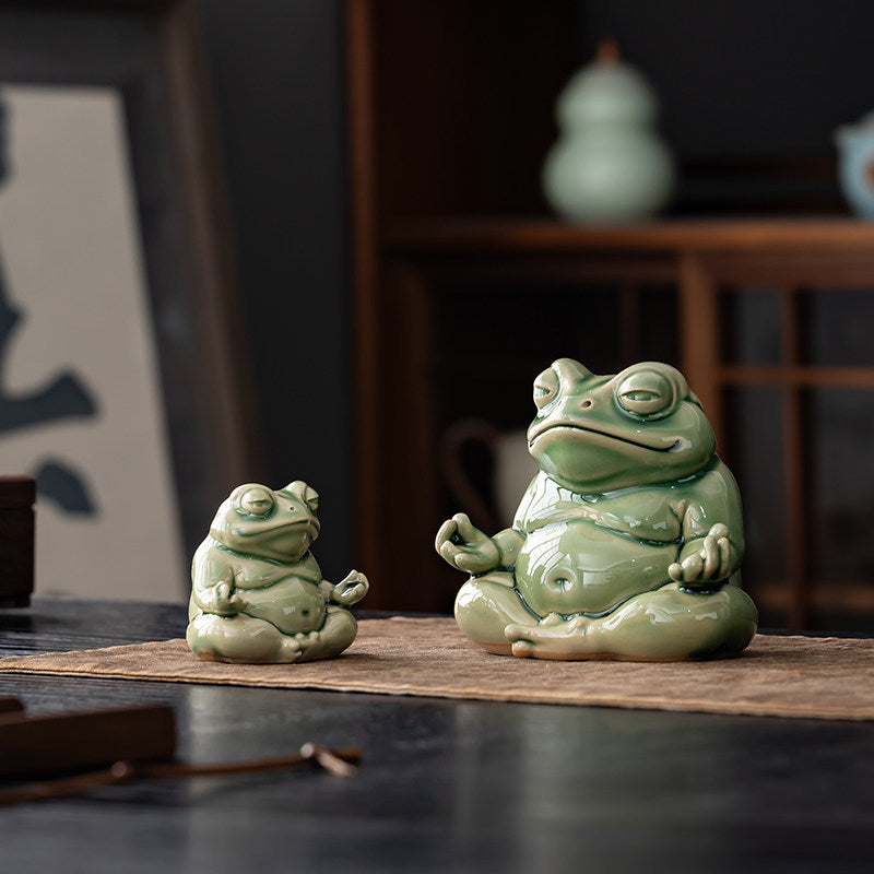 Handmade Ceramic Zen Frog Tea Pet Ornament