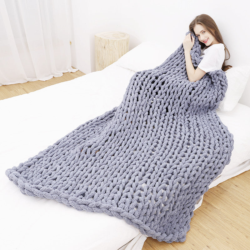 Handmade Chunky Yarn Blanket,