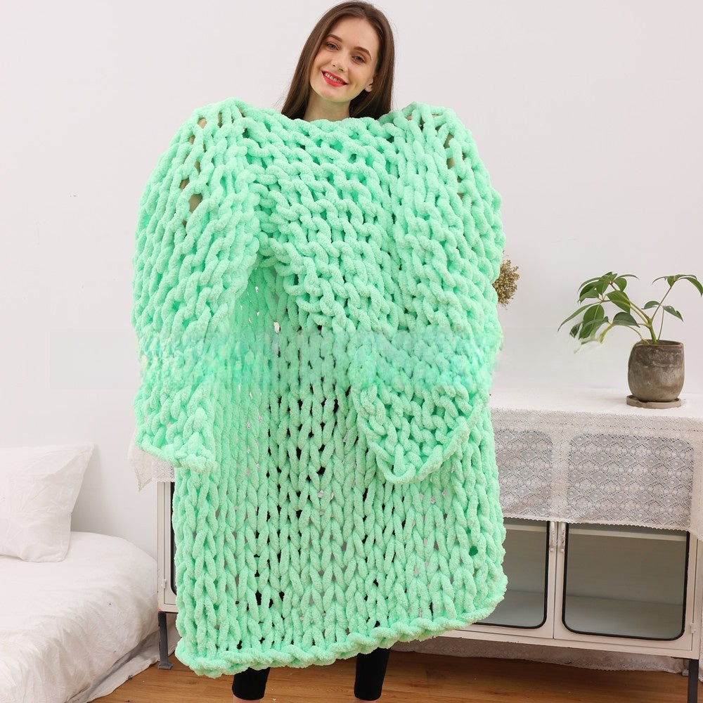 Handmade Chunky Yarn Blanket,