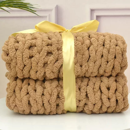 Handmade Chunky Yarn Blanket,