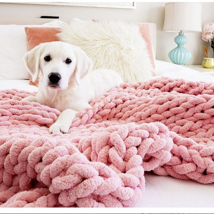 Handmade Chunky Yarn Blanket,