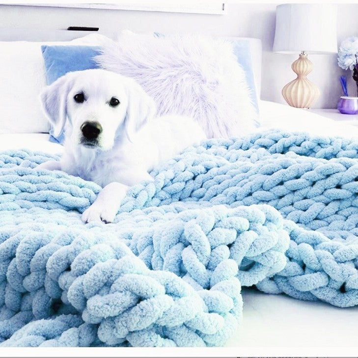 Handmade Chunky Yarn Blanket,