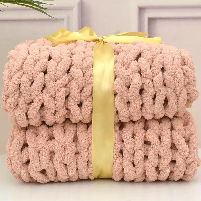 Handmade Chunky Yarn Blanket,