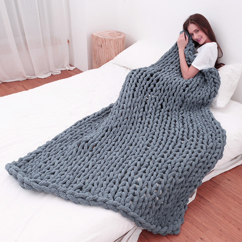 Handmade Chunky Yarn Blanket,