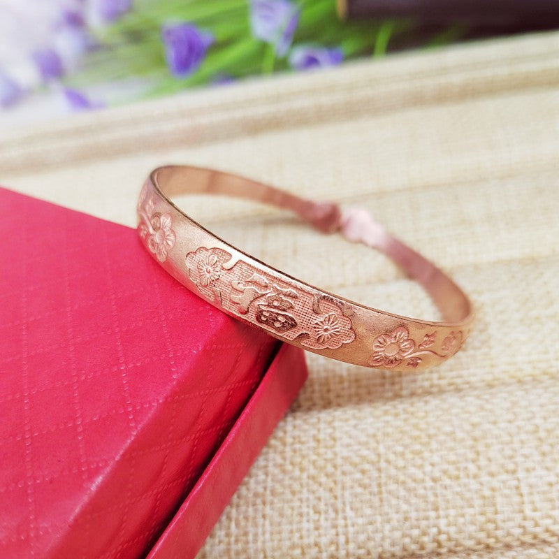 Handmade Copper Bracelet with Floral Design