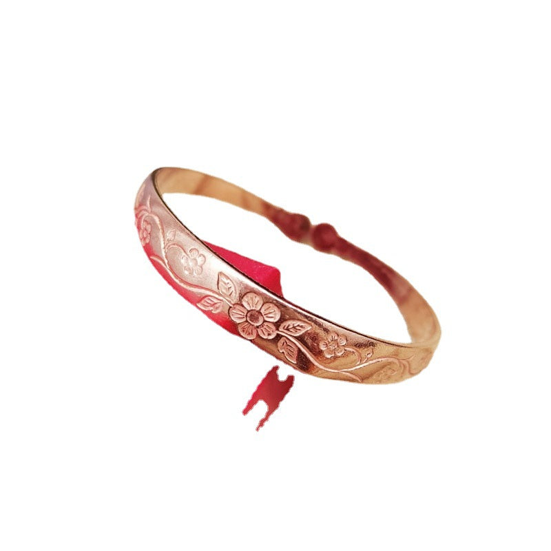 Handmade Copper Bracelet with Floral Design