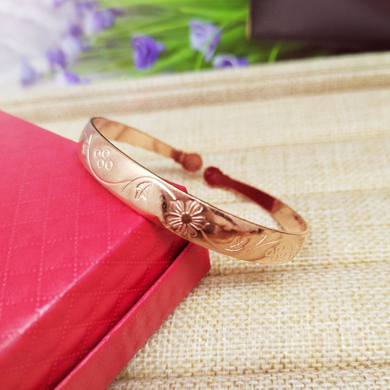 Handmade Copper Bracelet with Floral Design