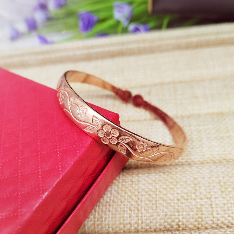 Handmade Copper Bracelet with Floral Design