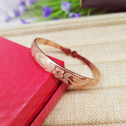 Handmade Copper Bracelet with Floral Design