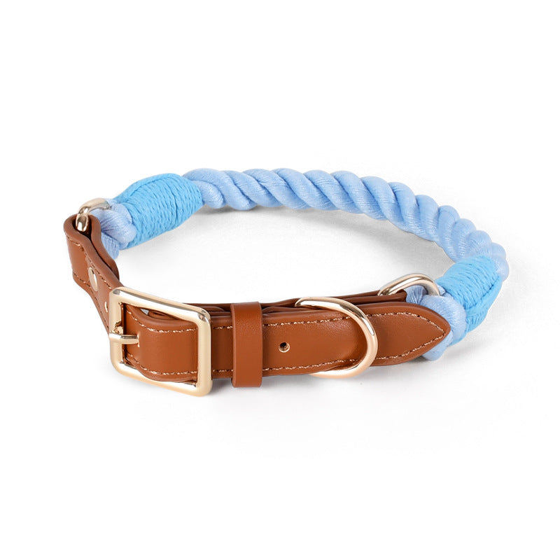 Handmade Cotton Dog Collar and Leash Set