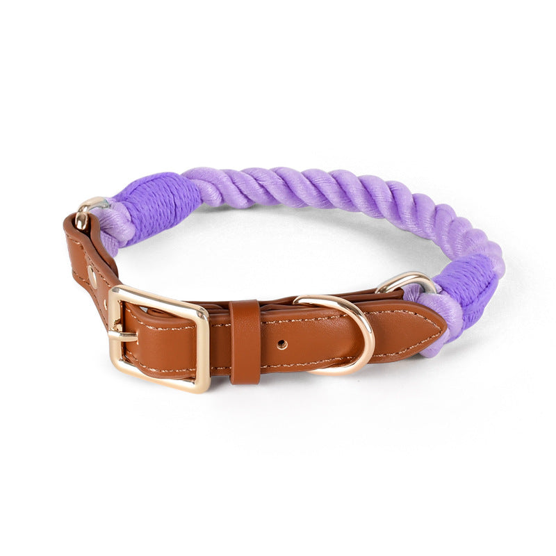 Handmade Cotton Dog Collar and Leash Set